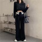 Double-breasted Cropped Blazer / High-waist Wide-leg Dress Pants