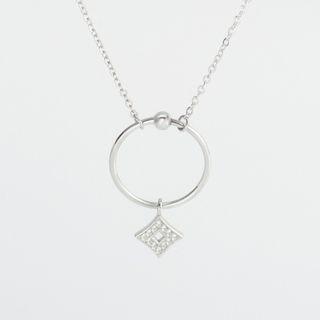 925 Sterling Silver Hoop Pendant Necklace 925 Silver - White Gold - One Size