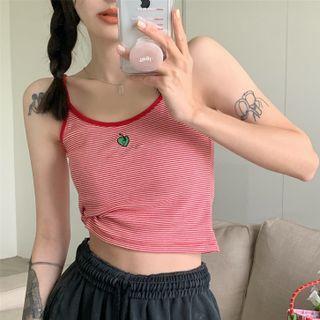Embroidered Striped Camsiole Top