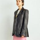 Genuine Leather Blazer Black - One Size