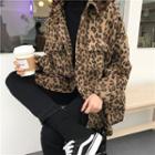 Leopard Pattern Button Jacket Leopard - Khaki - One Size