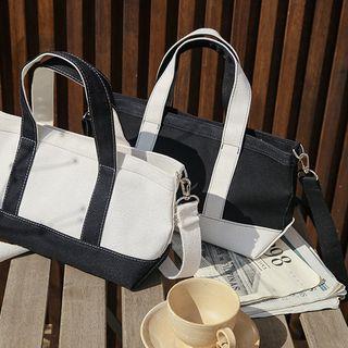 Two-tone Stitched Canvas Tote Bag