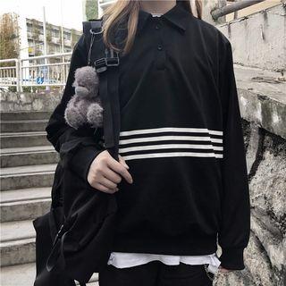 Striped Detail Polo Sweatshirt