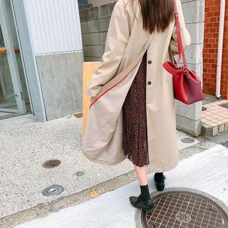Button-back Cotton Maxi Mac Coat