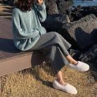 Set: Crew-neck Sweater + Cropped Wide-leg Pants