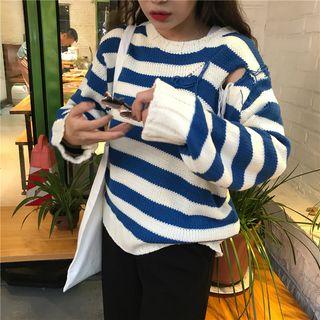 Cutout Striped Sweater