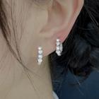 Heart Rhinestone Alloy Earring 1pc - Silver - One Size