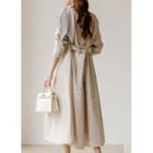Hidden-button Long Trench Coat With Belt