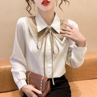 Lace Trim Layered Collar Chiffon Shirt