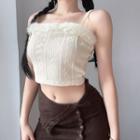 Chenille Panel Cropped Knit Camisole Top