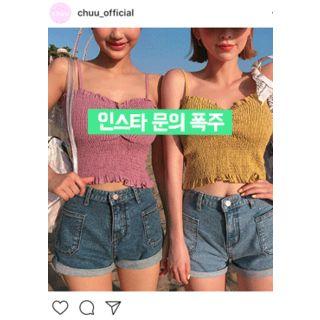 Dual-pocket Washed Denim Shorts