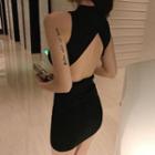 Sleeveless Open-back Mini Bodycon Dress As Shown In Figure - One Size