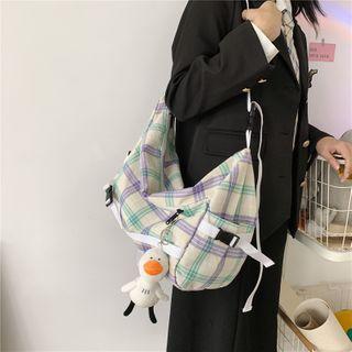 Plaid Crossbody Bag / Bag Charm / Set