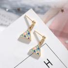 925 Sterling Silver Color Panel Triangle Dangle Earring Earring - Triangle - Multicolor - One Size