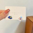 Astronaut Moon Asymmetrical Alloy Earring 1 Pair - Asymmetric - Blue & White - One Size