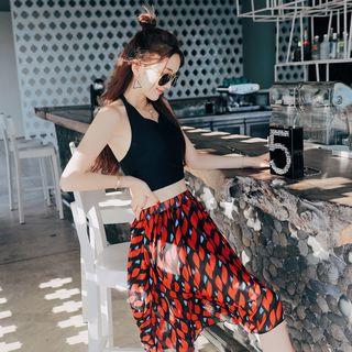 Set : Plain Tankini + Print Cover-up