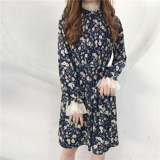 Print Bell Long-sleeve Dress