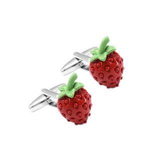 Fashionable Sweet Strawberry Cufflinks Silver - One Size