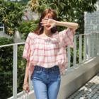 Square-neck Plaid Swing Top