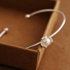 S925 Sterling Silver Flower Faux Pearl Bangle