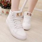 Faux-leather High-top Hidden Wedge Sneakers