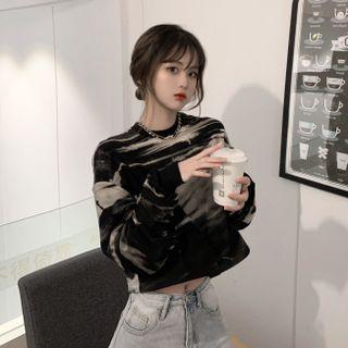 Tie Dye Cropped Sweatshirt Black - One Size