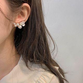Flower Pearl Earrings 1 Pair - Gold - One Size