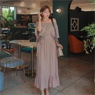 Off-shoulder Maxi Flare Dress
