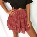 Patterned Ruffled Mini A-line Skirt