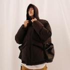 Loose-fit Pocket-accent Hooded Padded Coat