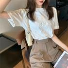 Letter Print T-shirt / High-waist Wide-leg Pants