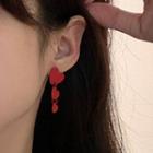 Alloy Heart Dangle Earring 1 Pair - Silver Needle - Red - One Size
