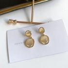 Cat Eye Stone Drop Earring 1 Pair - Gold - One Size