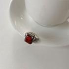 Square Rhinestone Alloy Ring Nj98guyin - Silver & Red - One Size