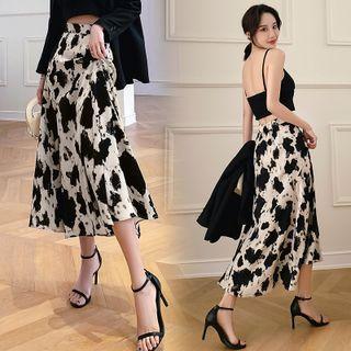 High Waist Animal Print A-line Skirt