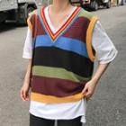 Color Block Knit Vest Multicolor - One Size