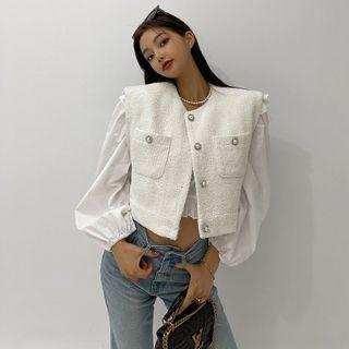 Sleeveless Cropped Tweed Jacket