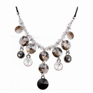 Crystal Fringed Necklace Gray   One Size