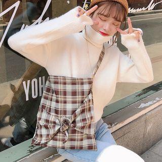 Plaid Tote Bag Coffee - One Size