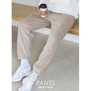 Pleated-knee Fleece Jogger Pants