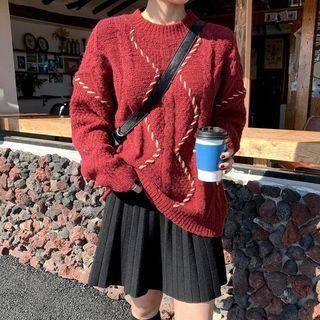 Stitched Cable-knit Sweater