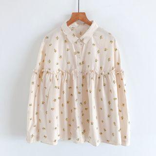 Floral Print Ruffled Shirt