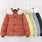 Faux Fur-trim Hooded Toggle Coat In 5 Colors