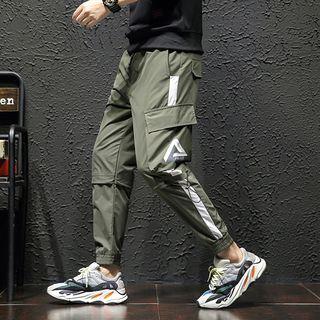 High-waist Striped Cargo Pants