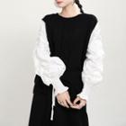 Puff-sleeve Paneled Midi Knit Dress White - One Size