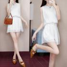 Set: Sleeveless Chiffon Top + Wide-leg Shorts