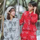 Floral Long-sleeve Midi Layered Dress