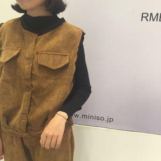 Set: Corduroy Vest + Cropped Wide-leg Pants
