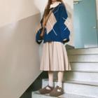 Argyle Sweater / Peter-pan-collar Blouse / High Waist Pleated Skirt