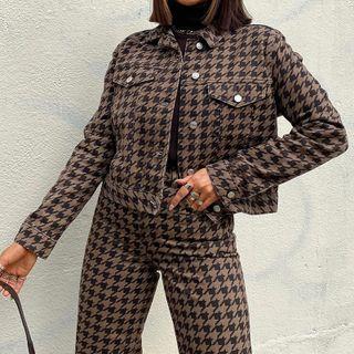 Houndstooth High Waist Pants